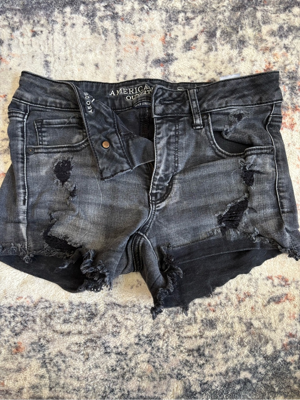 American Eagle Outfitters Black Distressed Cutoff Jean Shorts